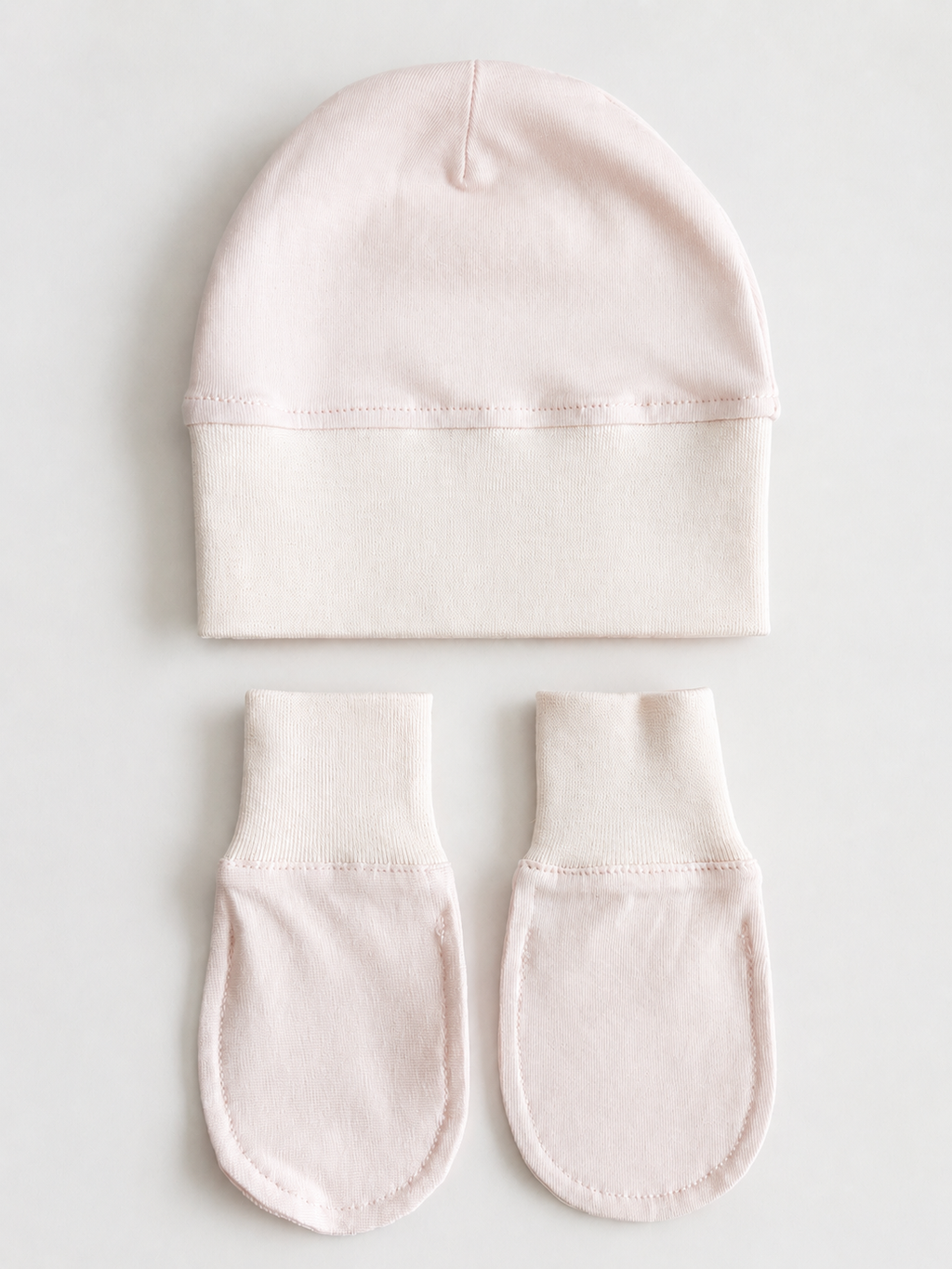 Babygiftset med mössa & vantar – ljusrosa