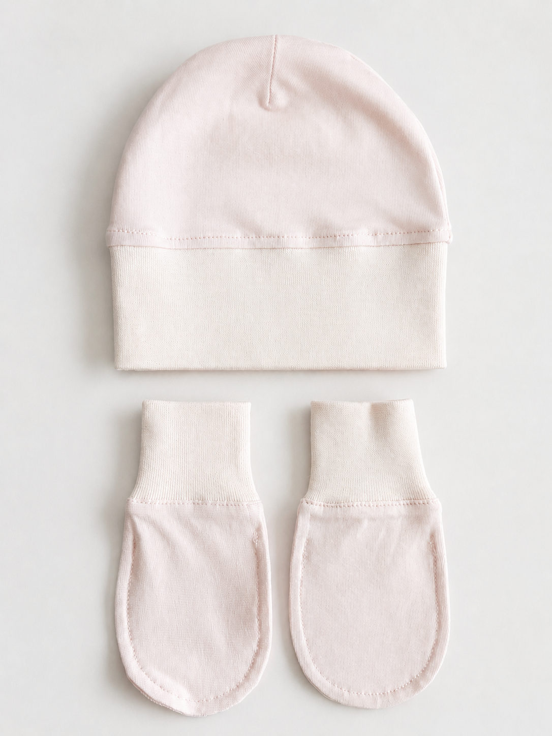 Babygiftset med mössa & vantar – ljusrosa