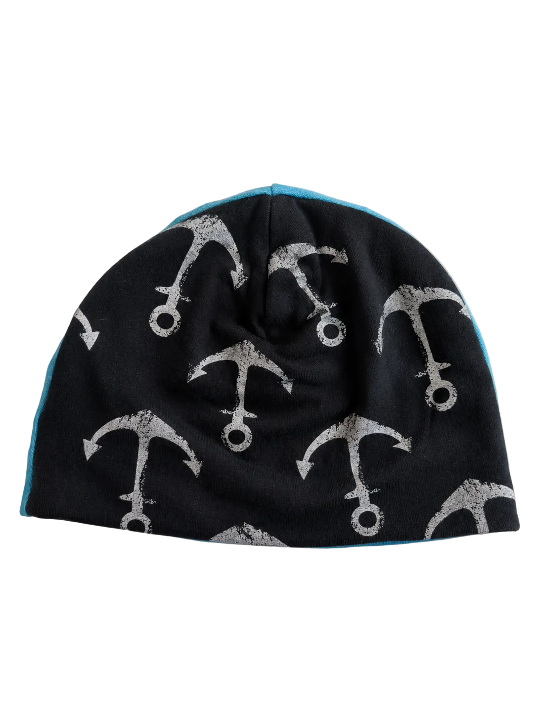 Tvåsidig Barnmössa – blå Melerad & Anchor Print