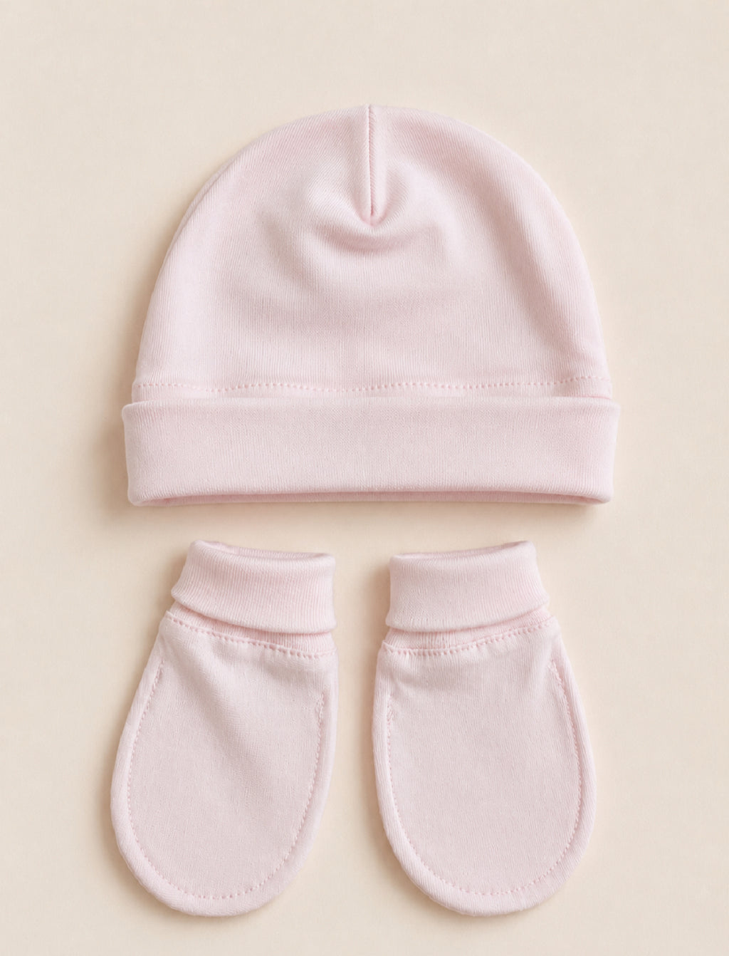 Babygiftset med mössa & vantar – ljusrosa