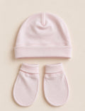 Babygiftset med mössa & vantar – ljusrosa